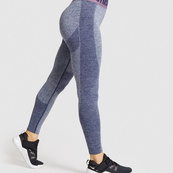 Gymshark High Waisted Flex Women's Leggings, Navy/Purple Marl, Size Medium - Picture 2 of 8